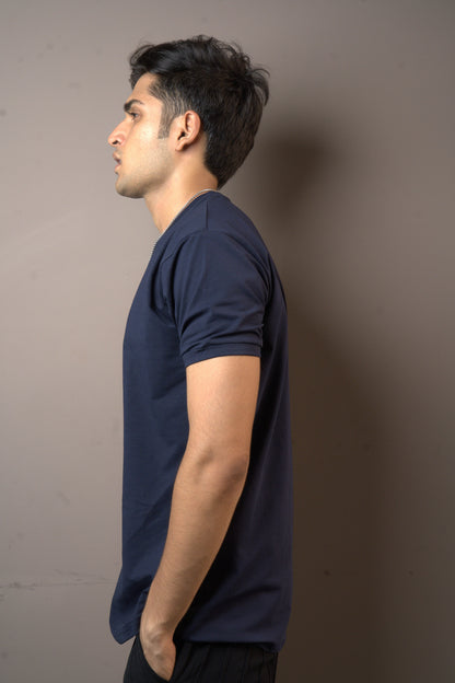 Navy Blue Pure Cotton Plain Tshirt