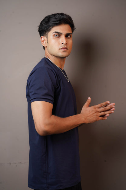 Navy Blue Pure Cotton Plain Tshirt