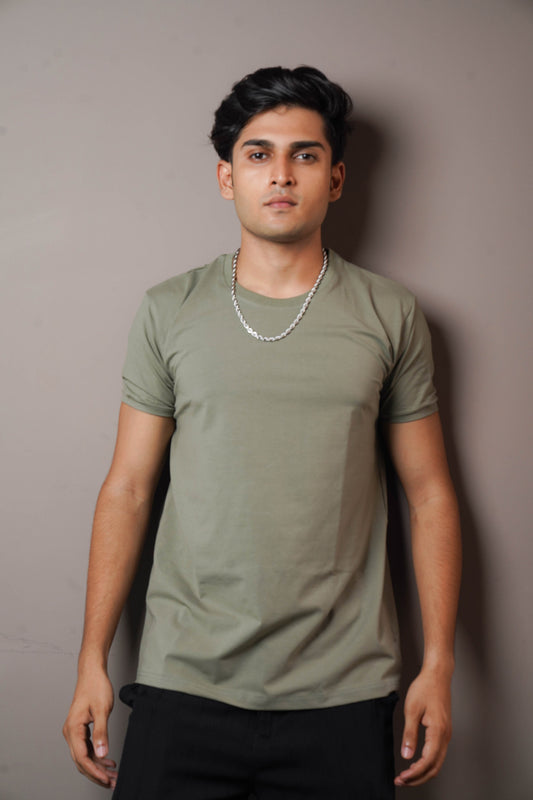 Olive Green Pure Cotton Tshirt