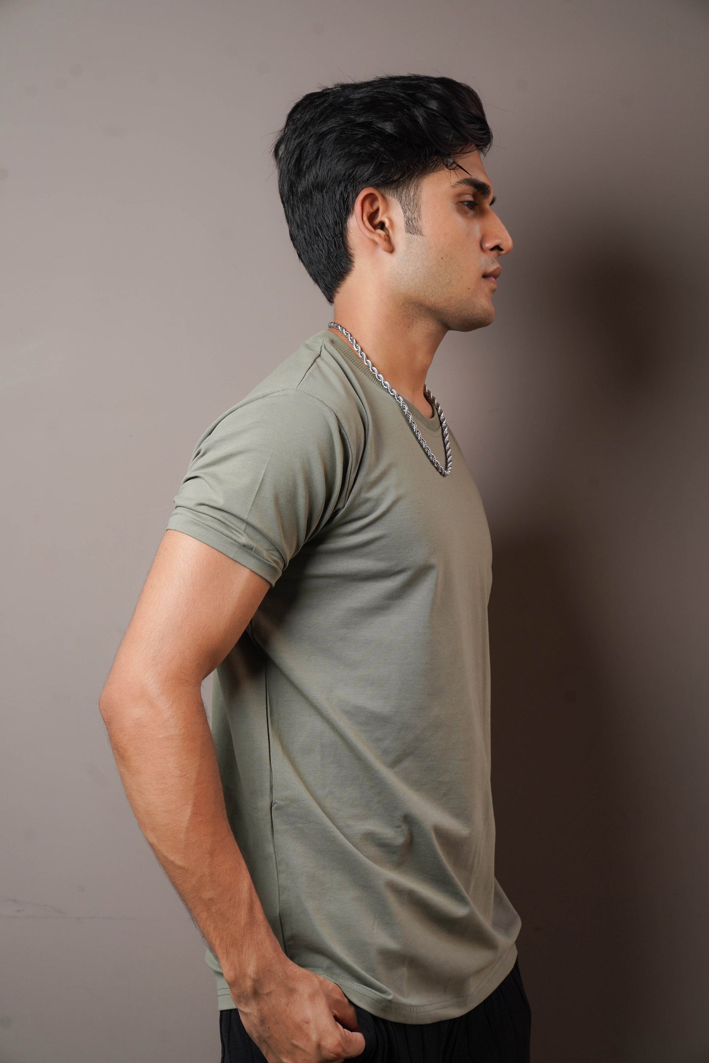 Olive Green Pure Cotton Tshirt