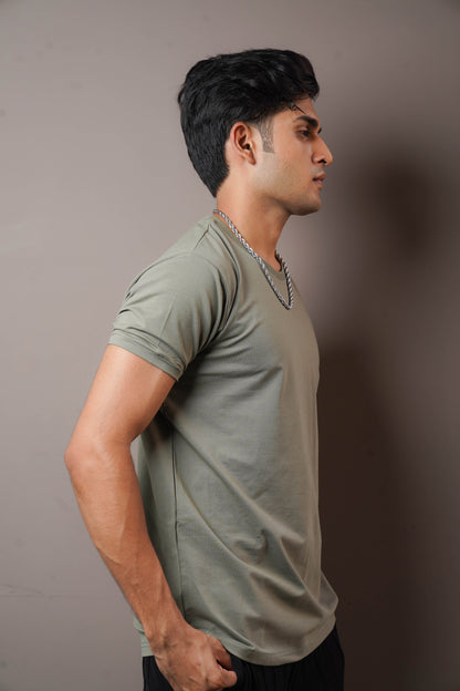 Olive Green Pure Cotton Tshirt