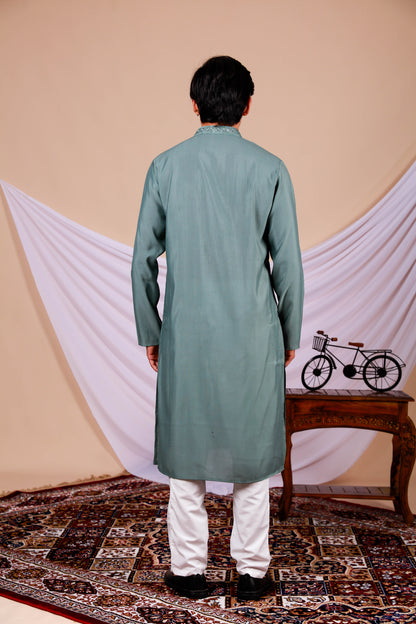 Sage Embroidered Kurta with Jari work (Only Kurta)