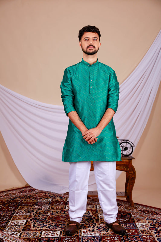 Geen Textured Kurta with golden dotted print for men (Only Kurta)