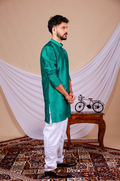 Geen Textured Kurta with golden dotted print for men (Only Kurta)