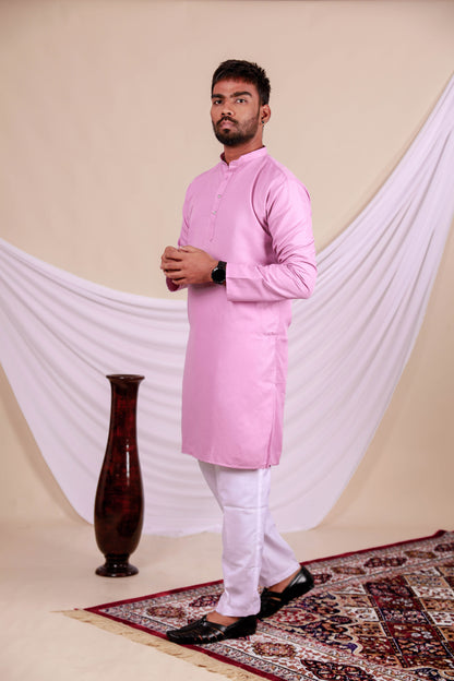 Pink Embossed Textured Plain Kurta (Only Kurta)