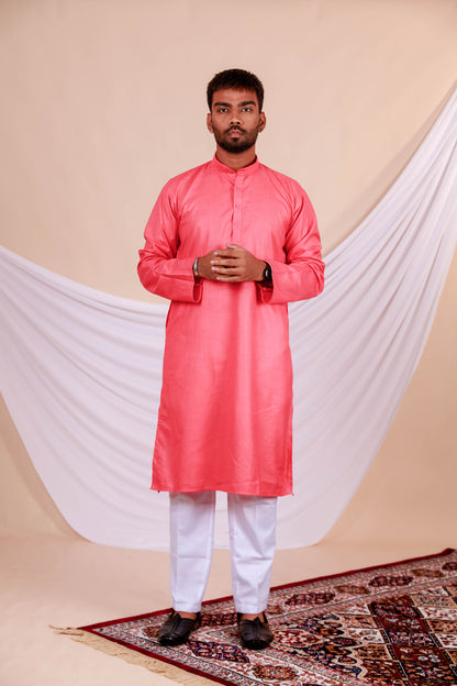 Pink Plain Kurta for Men (Only Kurta)