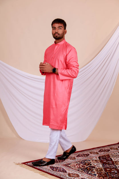 Pink Plain Kurta for Men (Only Kurta)