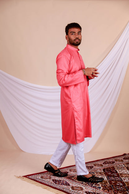 Pink Plain Kurta for Men (Only Kurta)