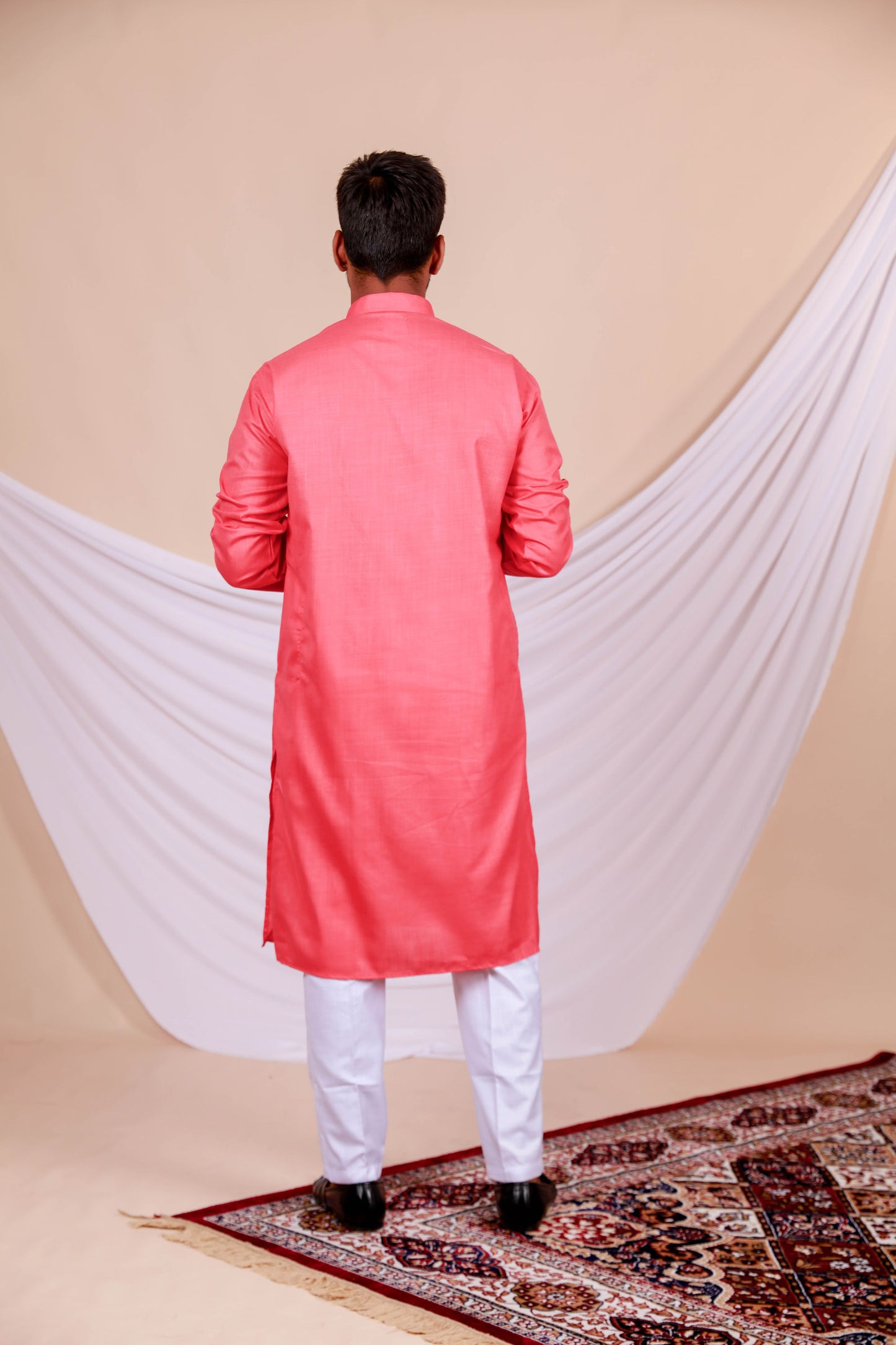 Pink Plain Kurta for Men (Only Kurta)