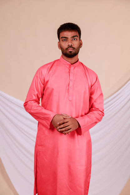 Pink Plain Kurta for Men (Only Kurta)