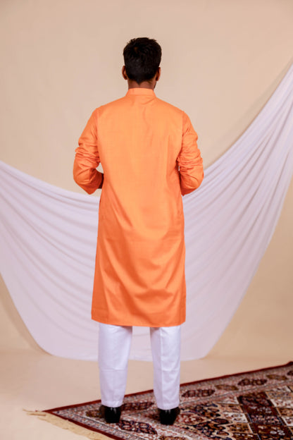 Orange Plain Kurta for Men (Only Kurta)