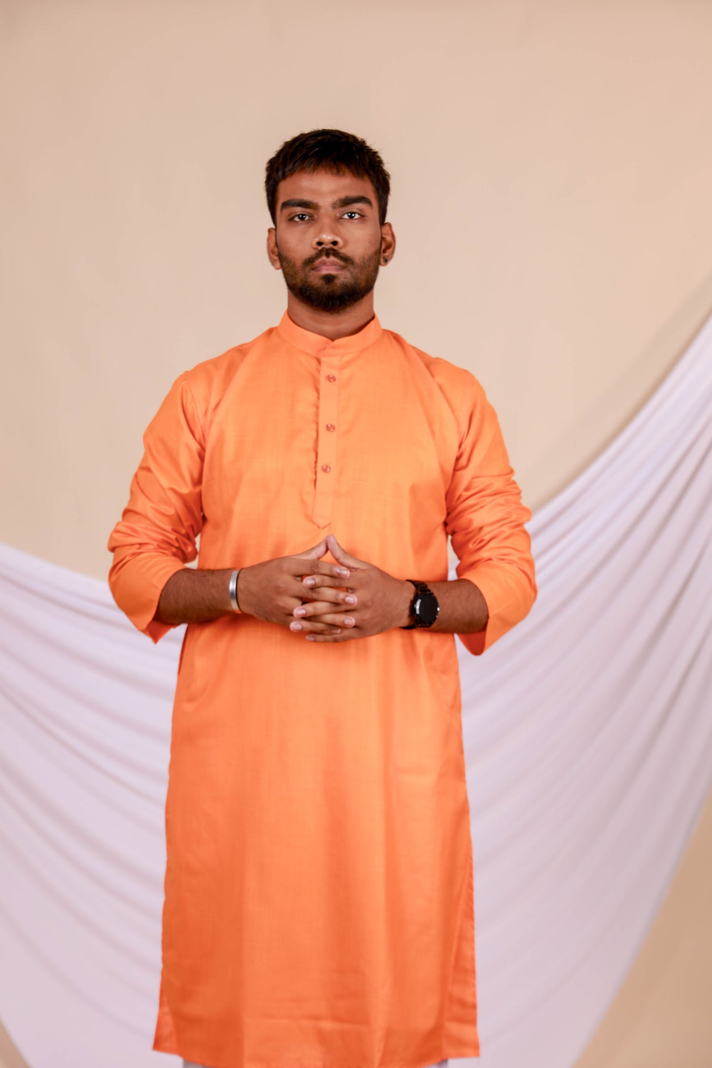 Orange Plain Kurta for Men (Only Kurta)