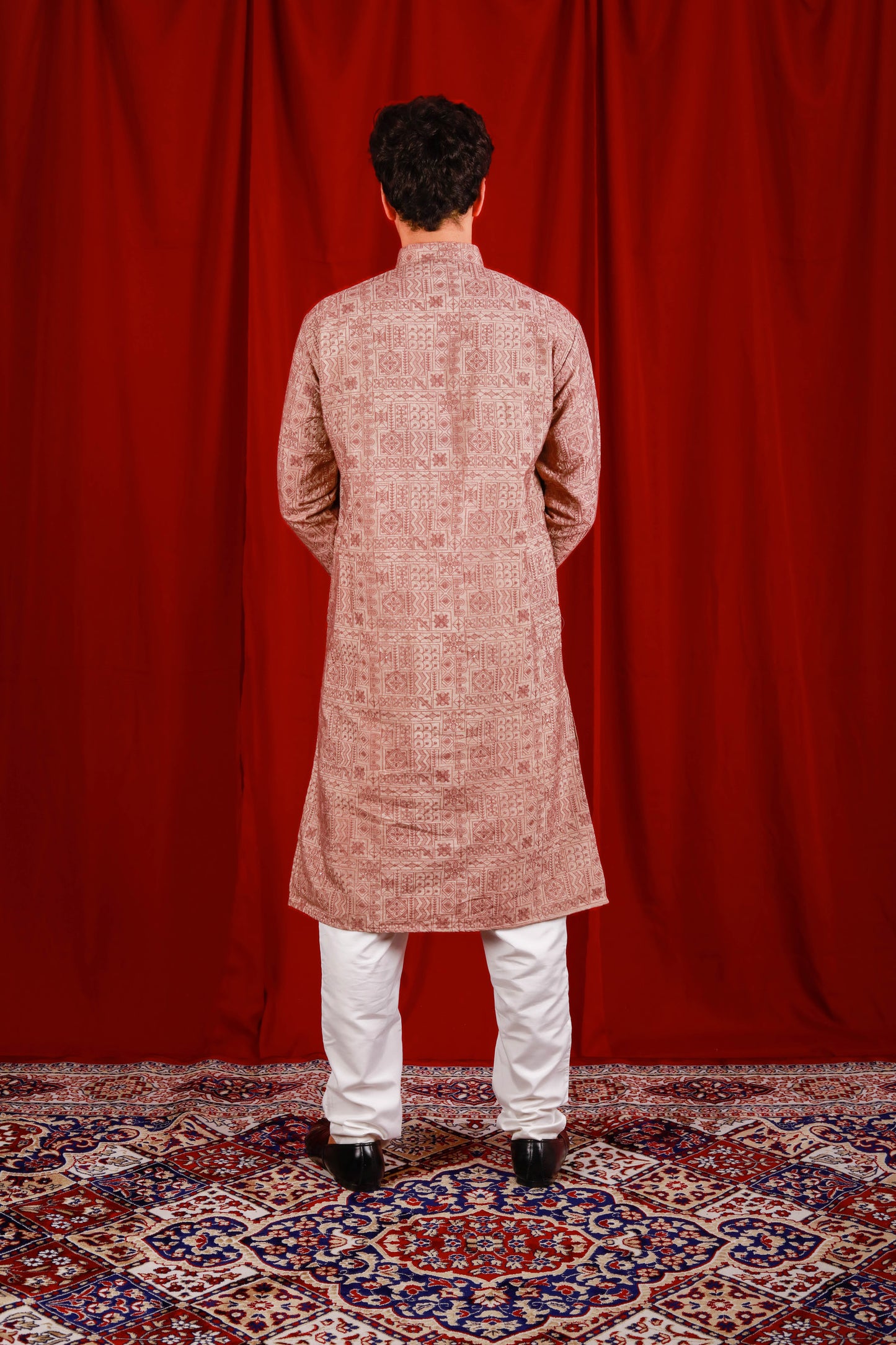 Brown Embroidered Kurta With Floral Designs